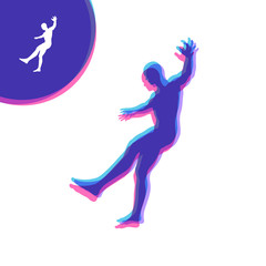 Fototapeta na wymiar Person slipping and falling. Silhouette of a Man Fallen Down. Vector Illustration.