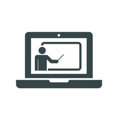 Vector online conference or presentation icon. flat style. webinar and training on the web