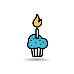 Icon of cake. Happy Birthday simbol. Vector, flat