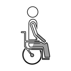 grayscale silhouette with person sitting in wheelchair vector illustration