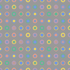 Seamless vector geometrical pattern with circles pastel endless background with hand drawn textured geometric figures. Graphic illustration, print for wrapping, background, cover, surface