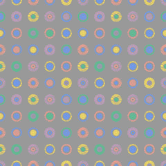 Seamless vector geometrical pattern with circles pastel endless background with hand drawn textured geometric figures. Graphic illustration, print for wrapping, background, cover, surface