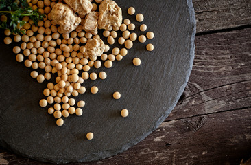 Obraz na płótnie Canvas soybean- top view food of healthy soybean.
