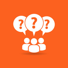 Pictogram of question mark. FAQ icon. Information exchange theme icon. Vector, flat, eps 10