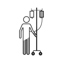 grayscale silhouette with pictogram person hospitalized icon flat vector illustration