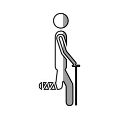 grayscale silhouette with pictogram bandaged leg patient icon flat vector illustration