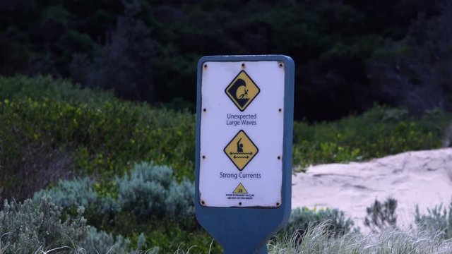 Wonthaggi, Australia: Security Sign. Unexpected Large Waves