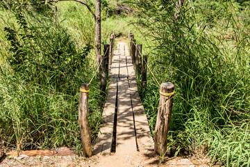 Rustic wooden bridge