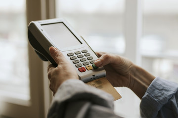 shopping and e-payment with card in the terminal