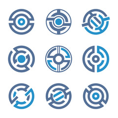 Set of abstract template circle logo. Electronics icons.