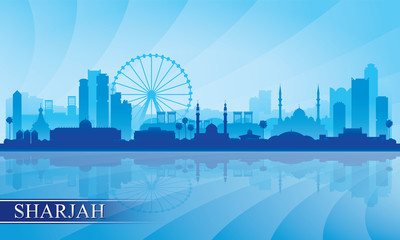 Fototapeta premium Sharjah city skyline silhouette background