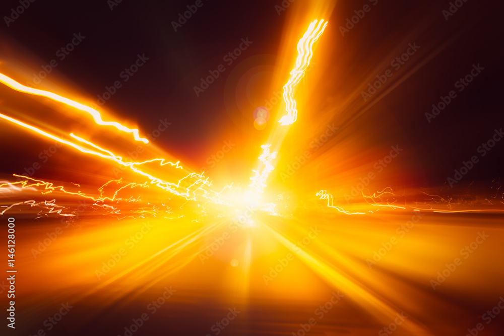 Canvas Prints blur hi-power lightning acceleration to high speed on night superhighway road fast moving motion dri