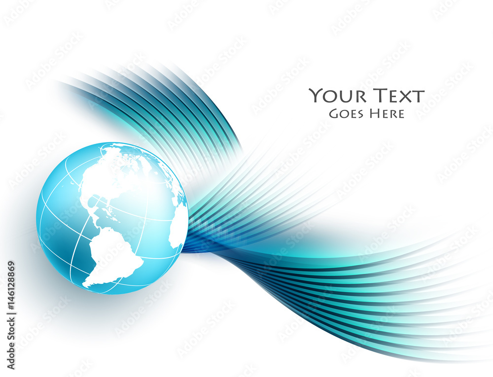 Poster colorful vector wavy background with globe. bright abstract illustration. elements for your design. 