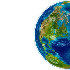 North America on physical globe