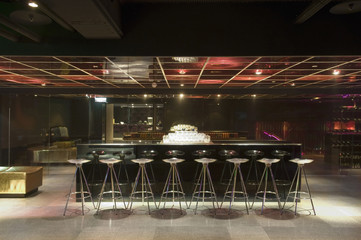 Metal stools in nightclub