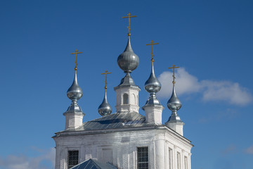 The upper part of the church in the Russian village