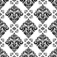 Orient vector classic black and white pattern. Seamless abstract background with repeating elements. Orient background