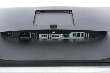 Close up on input signal connectors of a modern computer display