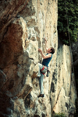 Fototapeta premium Rock climbing.