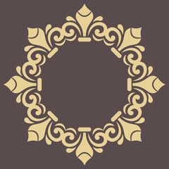 Oriental vector golden round pattern with arabesques and floral elements. Traditional classic ornament. Vintage pattern with arabesques