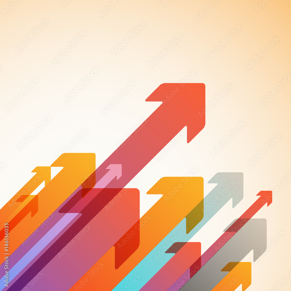 Poster Abstract vector background of different color arrows. Design concept