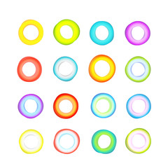 Different color circle abstract forms vector set. Isolated on white