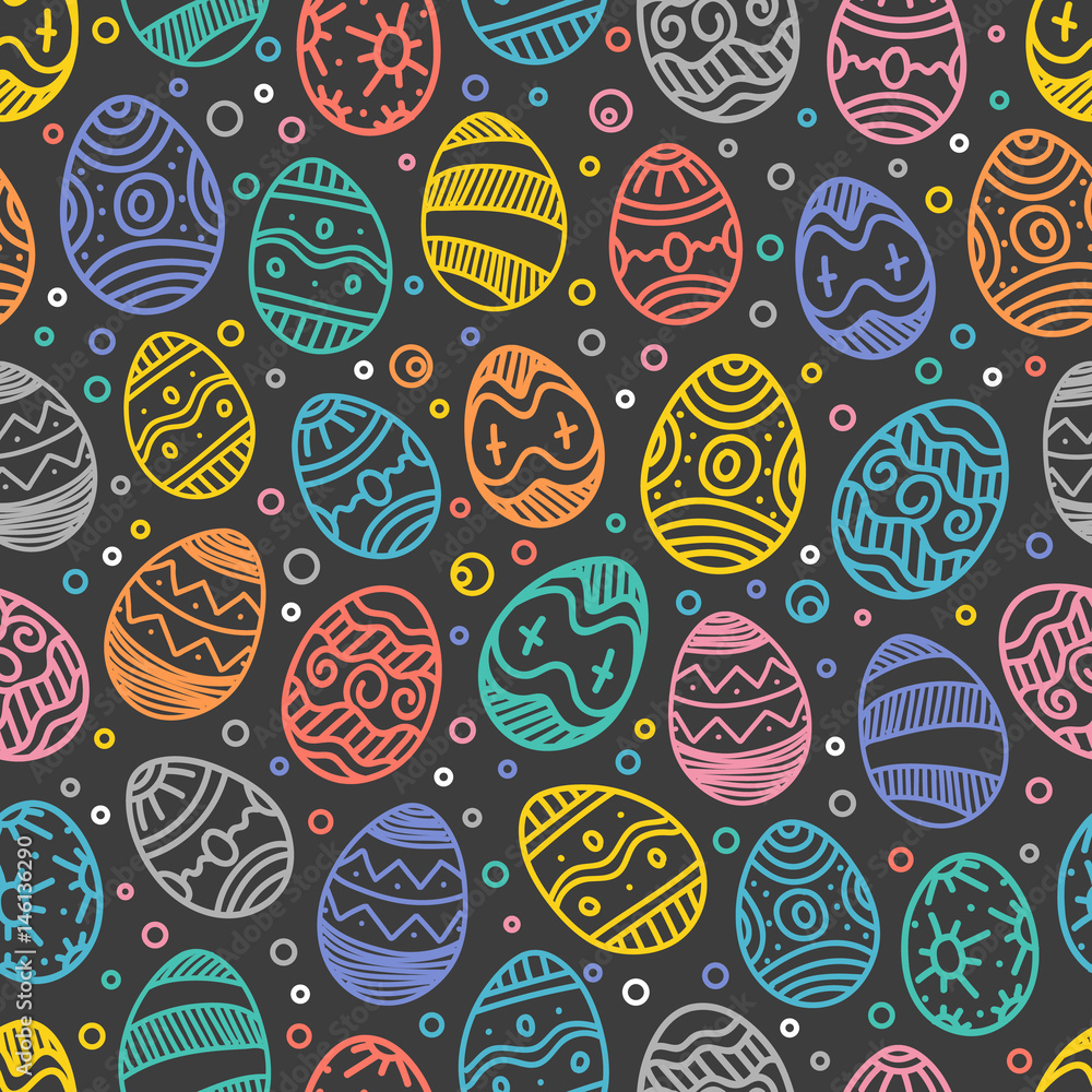 Poster happy easter seamless background. vector seamless pattern of color easter elements