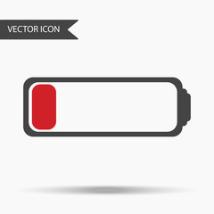 Vector business icon with discharged battery. Icon for for annual reports, charts, presentations, workflow layout, banner, number options, step up options, web design. Contemporary flat design