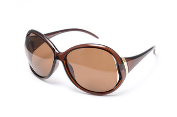women's sunglasses with brown glass isolated on white