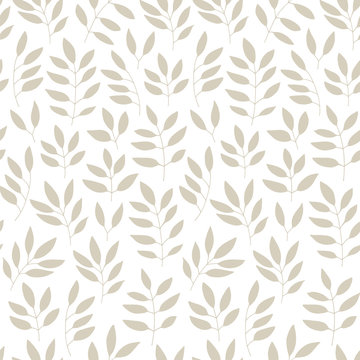 Floral background, vector pattern with hand drawn leaves and bra