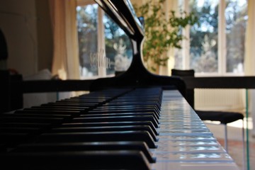 Classic piano keys side view in an italian house