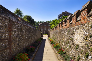 Fototapeta na wymiar Brick lane to Deanery in Chichester, West Sussex, England