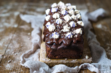 Chocolate cake with avocado banana and chocolate ganache