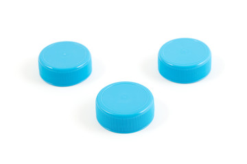 Plastic bottle cups isolated on white background