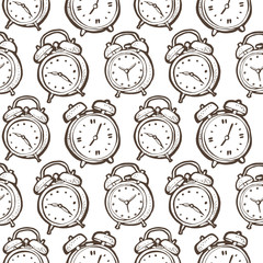 Alarm clocks seamless pattern