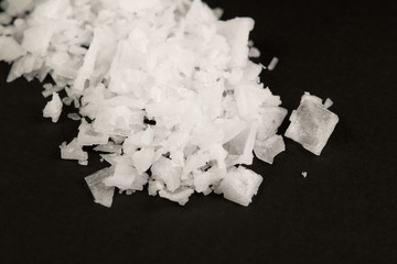 Sea salt on a black background