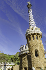 Fototapeta na wymiar Parc Guell designed by Antoni Gaudi Barcelona, Spain.