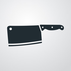 Icono plano cuchillo carnicero en fondo degradado