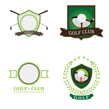 Set of golf emblems with ribbons, Vector illustration