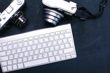 open daily, a computer and a smartphone on the desktop in the office
