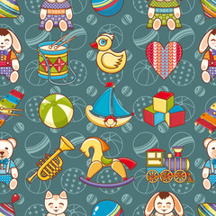 Kid toy seamless pattern. Design element for postcard, banner, flyer