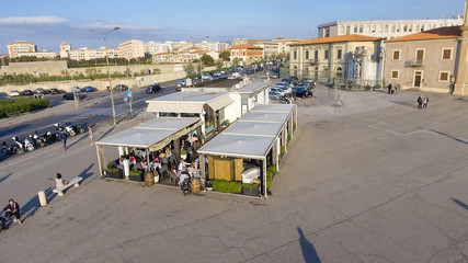 LEGHORN, ITALY - APRIL 2017: Aerial view of city buildings and square