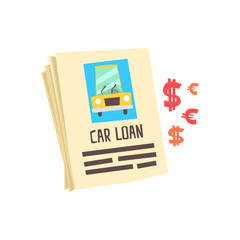 Car loan application form. Colorful cartoon vector Illustration