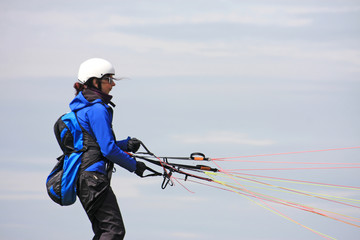 Paraglider launching