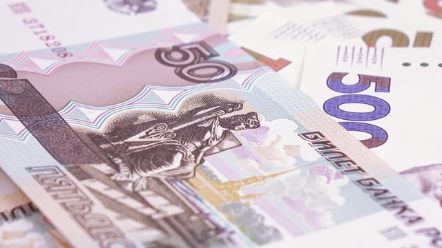 Various notes of hryvnia and rubles