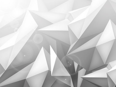 Volume geometric shape, 3d crystal gray background, triangles mosaic, abstraction low polygons wallpaper, vector design form for you presentation