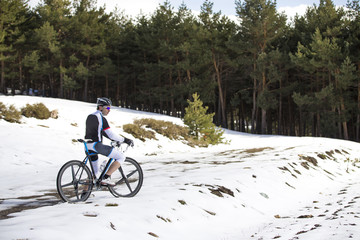 Young man riding a mountain bike