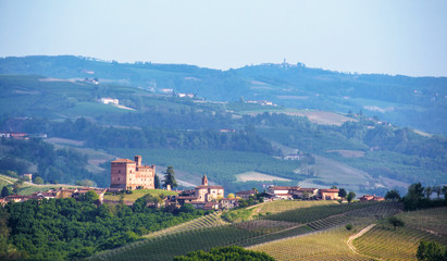 Fototapeta premium Landscape of Langhe with castle of Grinzane Cavour