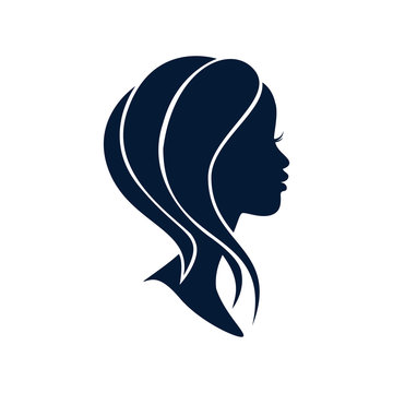 recommend clip art: Beautiful silhouette cameo of a young woman's profile. Vector logo or icon.