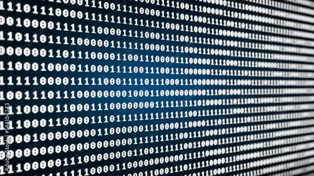 Poster 4k animation abstract random binary digi number 0 and 1 over dark background